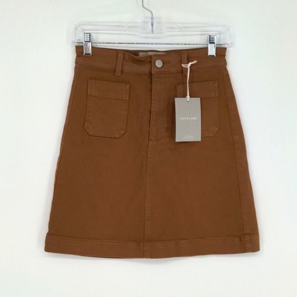 Everlane‎ Women's The Patch Pocket Skirt Size 00 Ochre - Picture 1 of 11